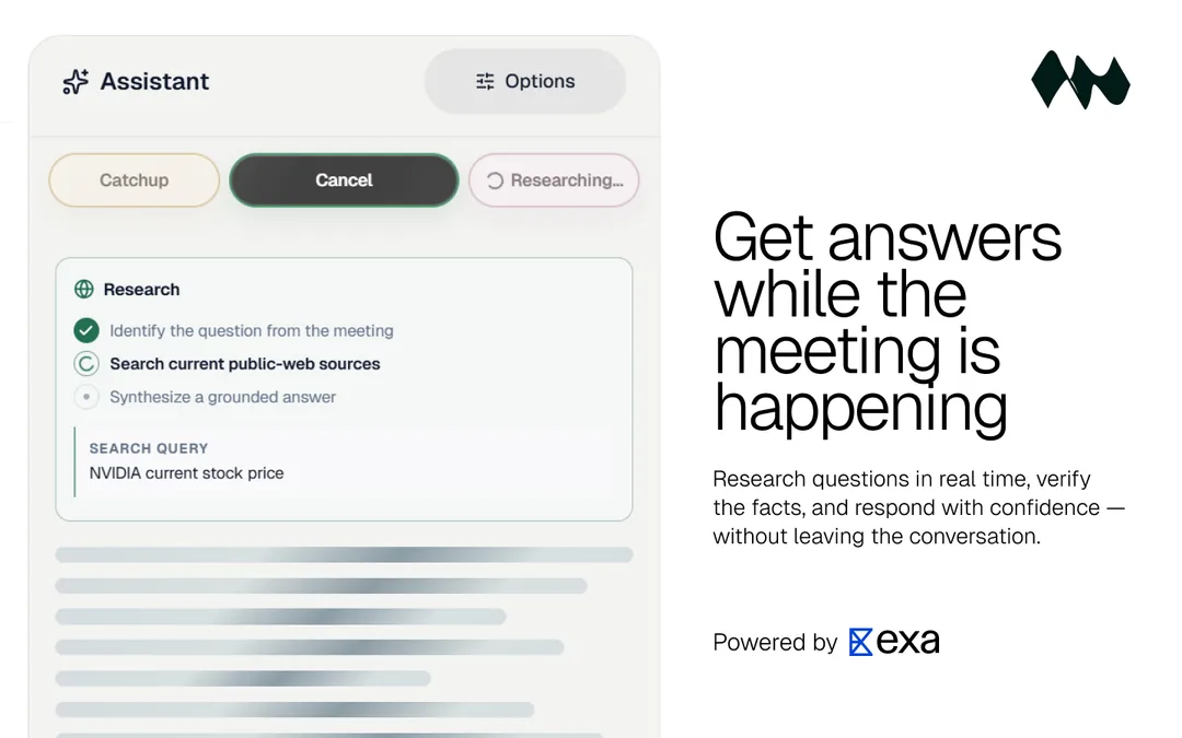 Bearbits assistant offering a suggested response during a meeting.