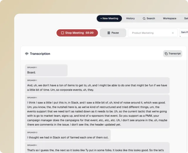 Bearbits live meeting transcript with multilingual support